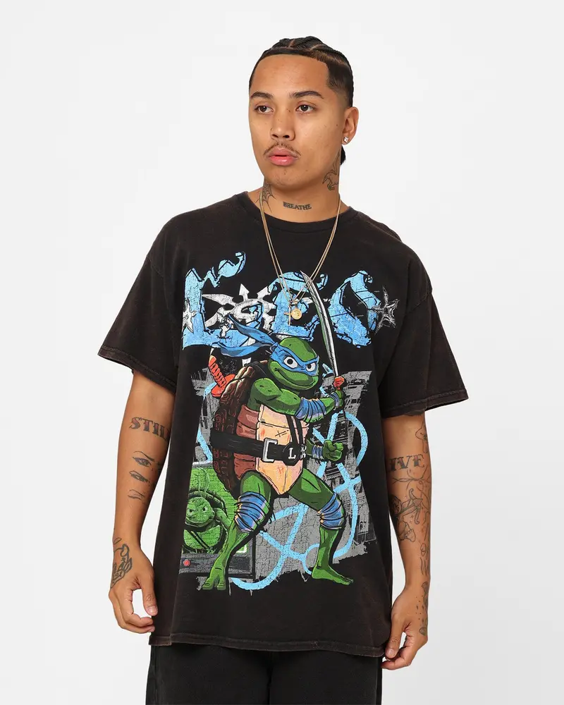 Goat Crew X Teenage Mutant Ninja Turtles Leonardo Vintage T-Shirt Black Wash 1