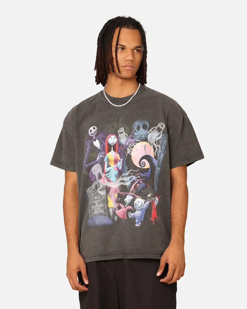 Goat Crew X The Nightmare Before Christmas Group Heavyweight Vintage T-Shirt Black Wash 1