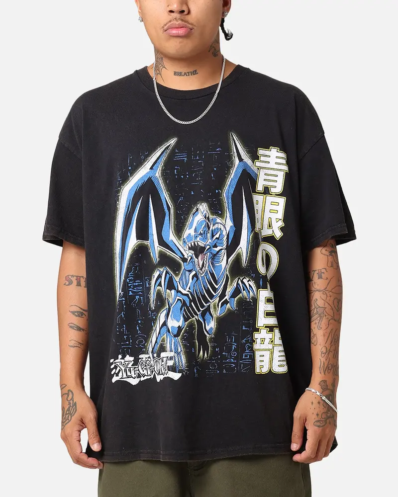 Goat Crew X Yu-Gi-Oh! Blue Eyes White Dragon T-Shirt Black Wash 1