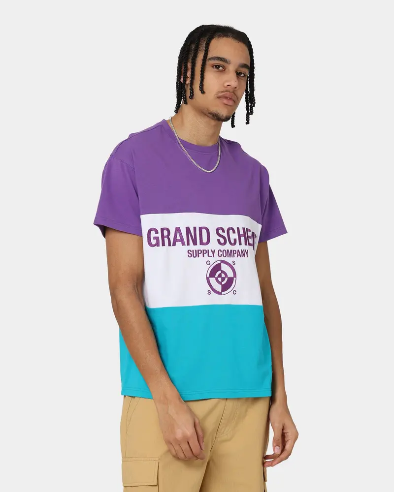 Grand Scheme Colour Block T-Shirt Purple/White/Blue 1