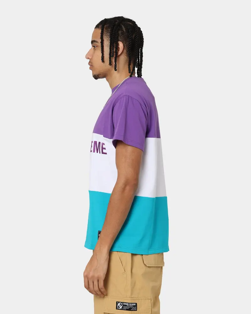 Grand Scheme Colour Block T-Shirt Purple/White/Blue 6