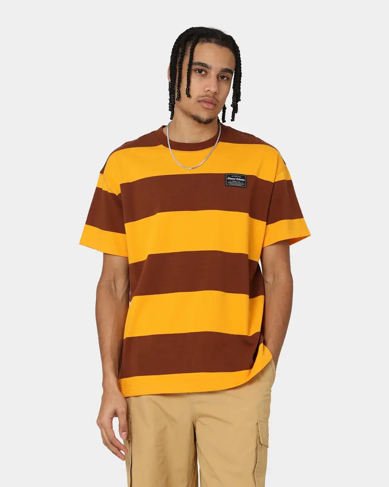 Grand Scheme Yarn Dyed Short Sleeve T-Shirt Brown/Yellow 1