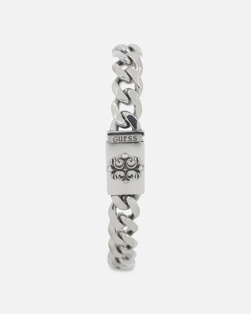 Guess Mainline 10Mm 4G Rebel Curb Chain Bracelet Silver 1