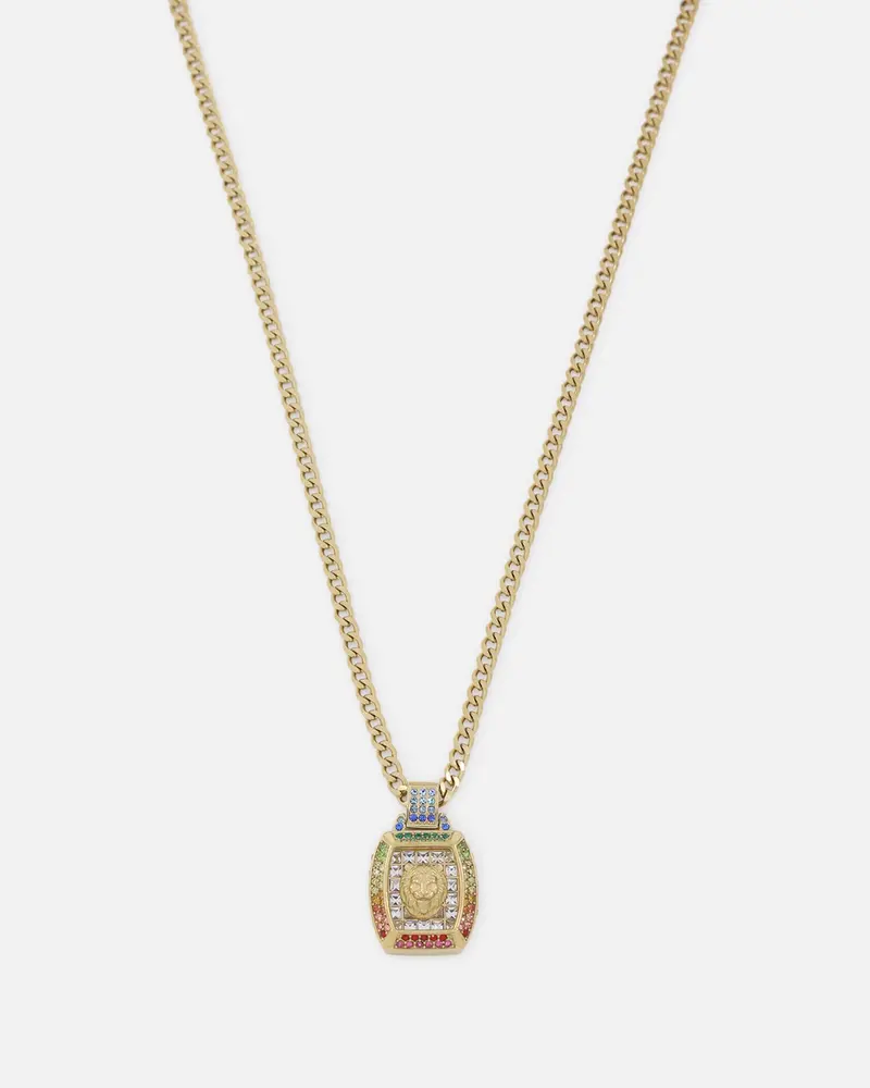 Guess Mainline 21" Lion Pave Charm Necklace Gold 1