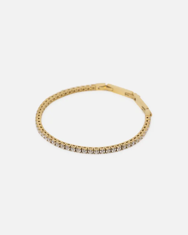 Guess Mainline Gold Tennis Logo Bracelet Multi 1