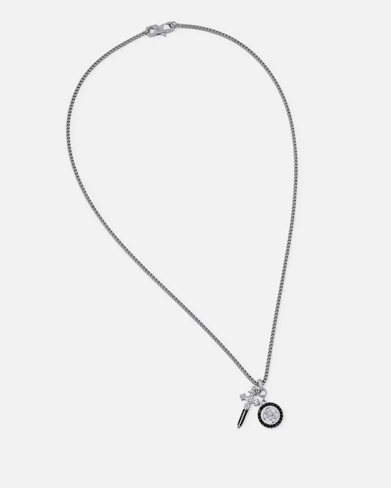 Guess Mainline Rebel Knight 26" 4G Coin And Dagger Necklace Silver 1