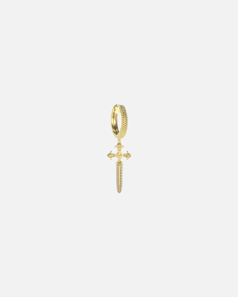 Guess Mainline Rebel Knight Dagger Crystal Earring Gold 1