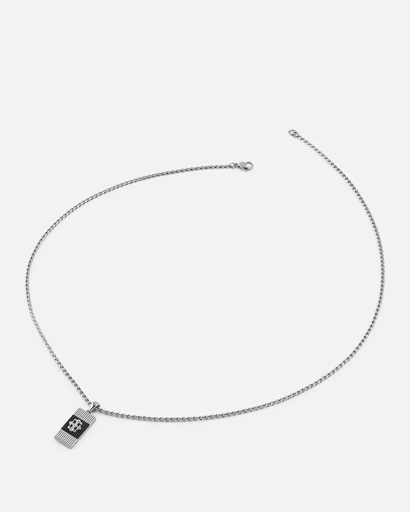 Guess Mainline Rebel Moon 26" Tag Necklace Steel 1
