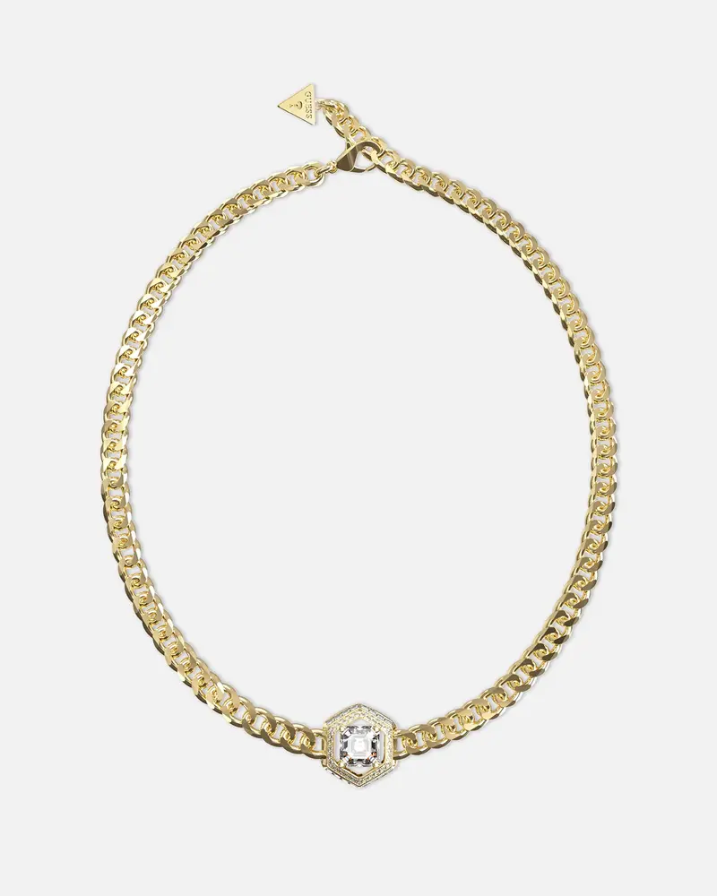 Guess Mainline Women's Lioness Queen Octagon Necklace Gold 1