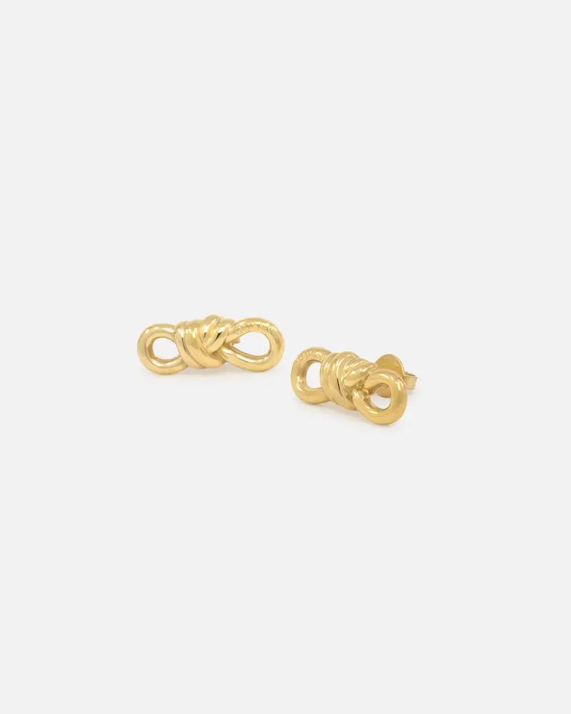 Guess Mainline Women's Modern Love 20Mm Knot Stud Earrings Yellow Gold 1