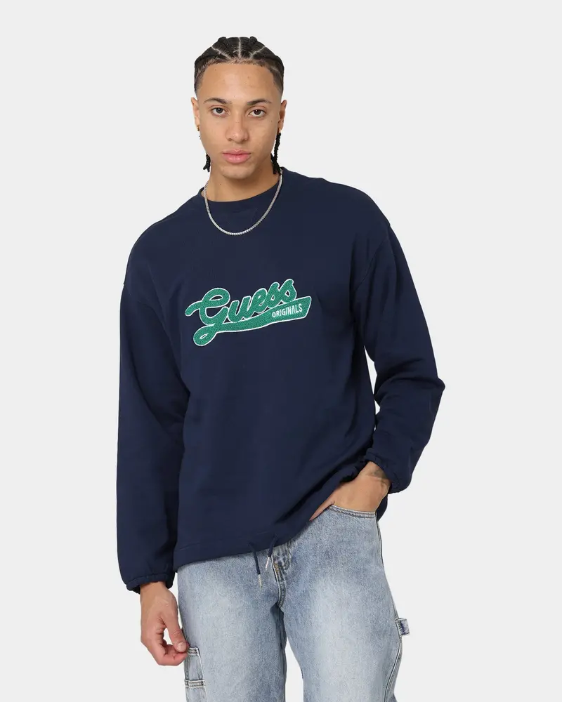 Guess Originals Go Collegiate Crewneck Blackened Blue 1