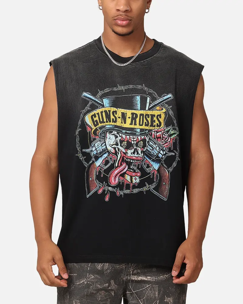Guns N Roses Roses Sunfade Muscle Tank Black Wash 1