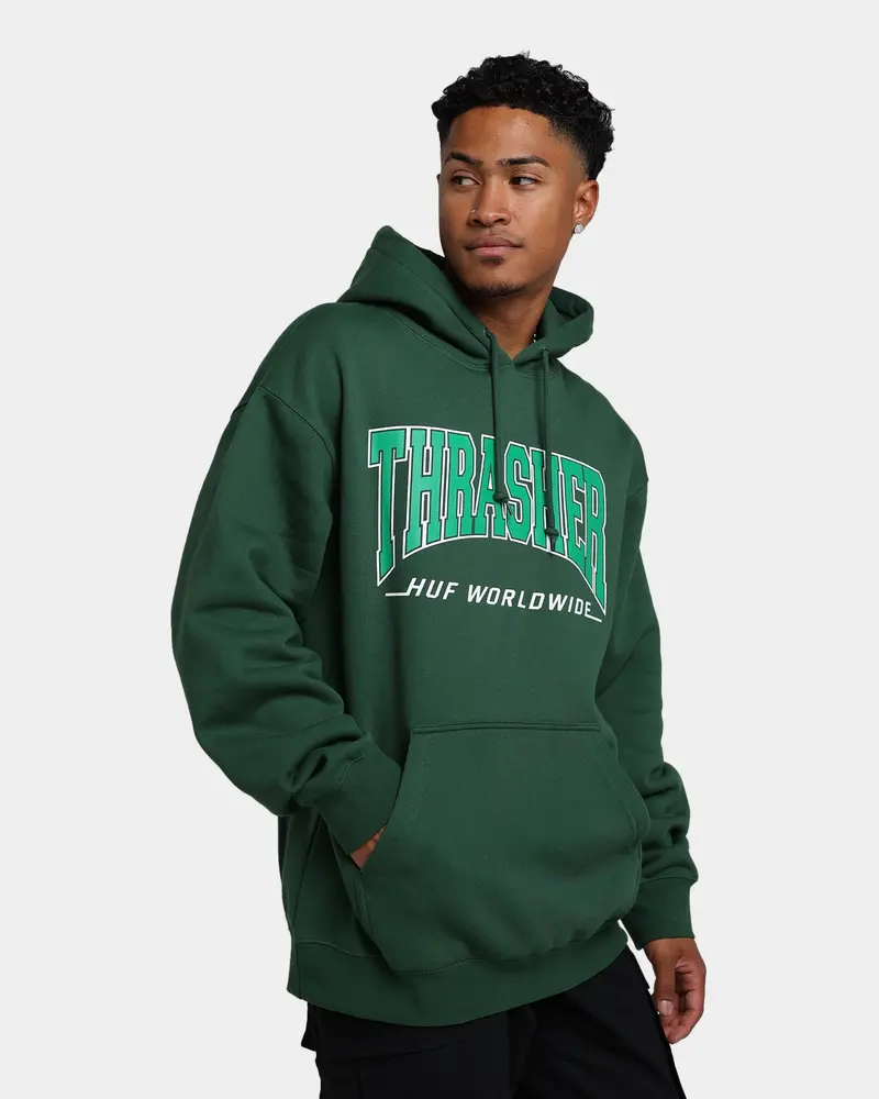 Huf X Thrasher Bayview Pullover Hoodie Forest Green 1