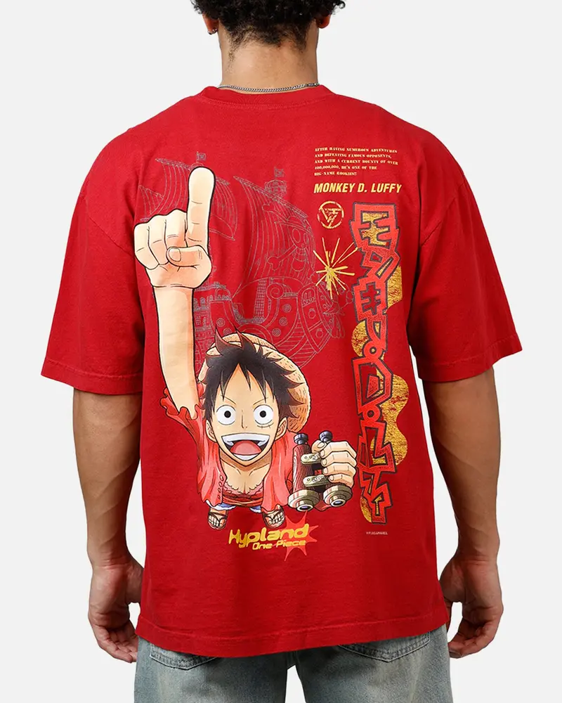 Hypland X One Piece Luffy King T-Shirt Burgundy 1