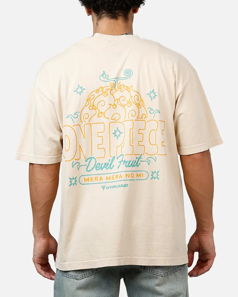 Hypland X One Piece Neon Flame T-Shirt Tan 1