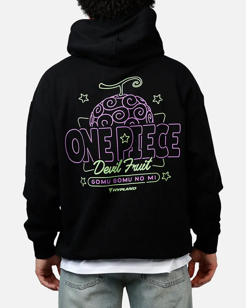 Hypland X One Piece Neon Gomu Hoodie Black 1