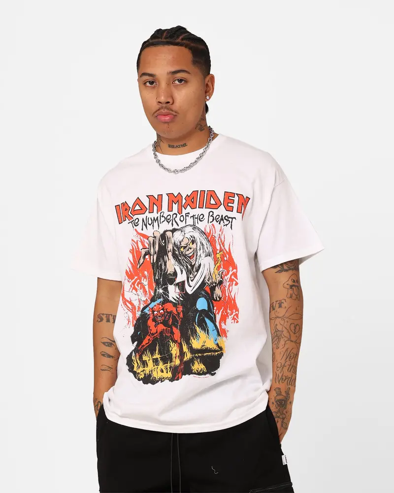 Iron Maiden Dancing Flames T-Shirt White 1