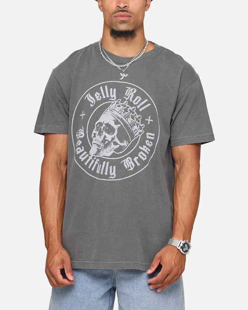 Jelly Roll Beautifully Broken Badge T-Shirt Faded Black 1
