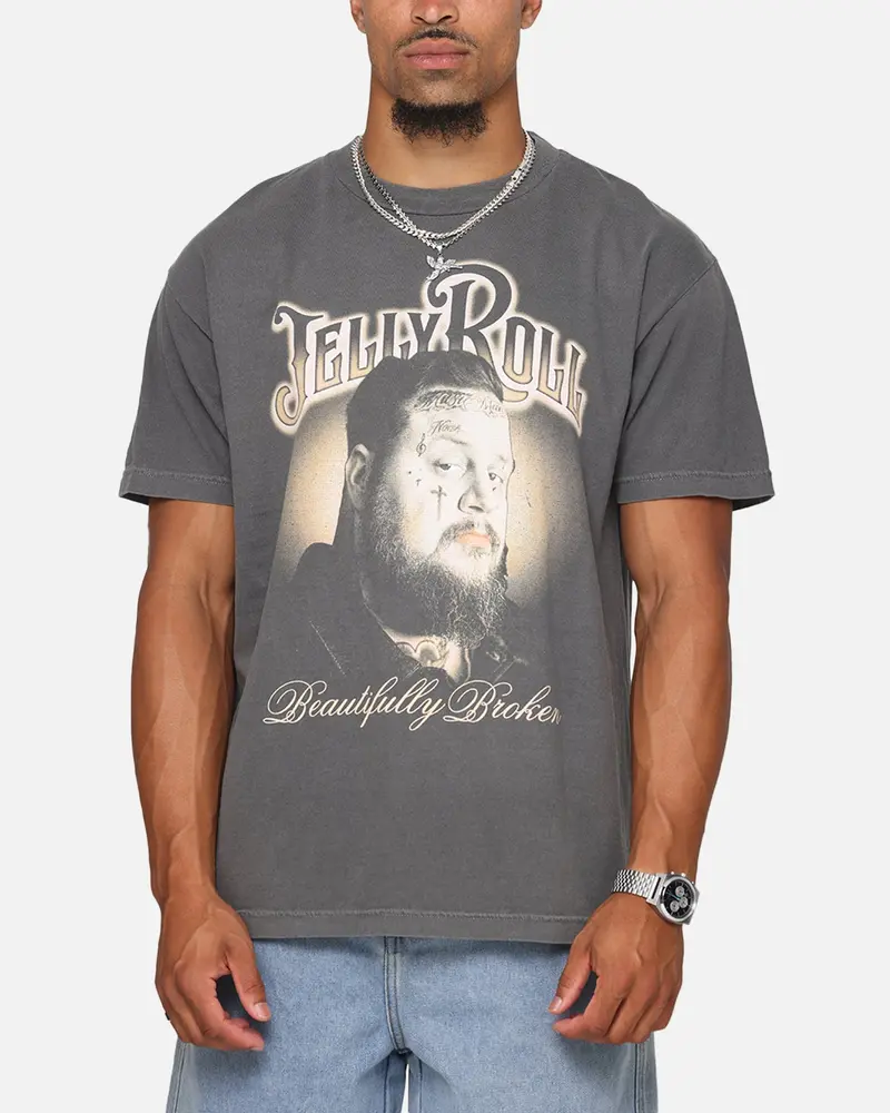 Jelly Roll Beautifully Broken Glow T-Shirt Faded Black 1