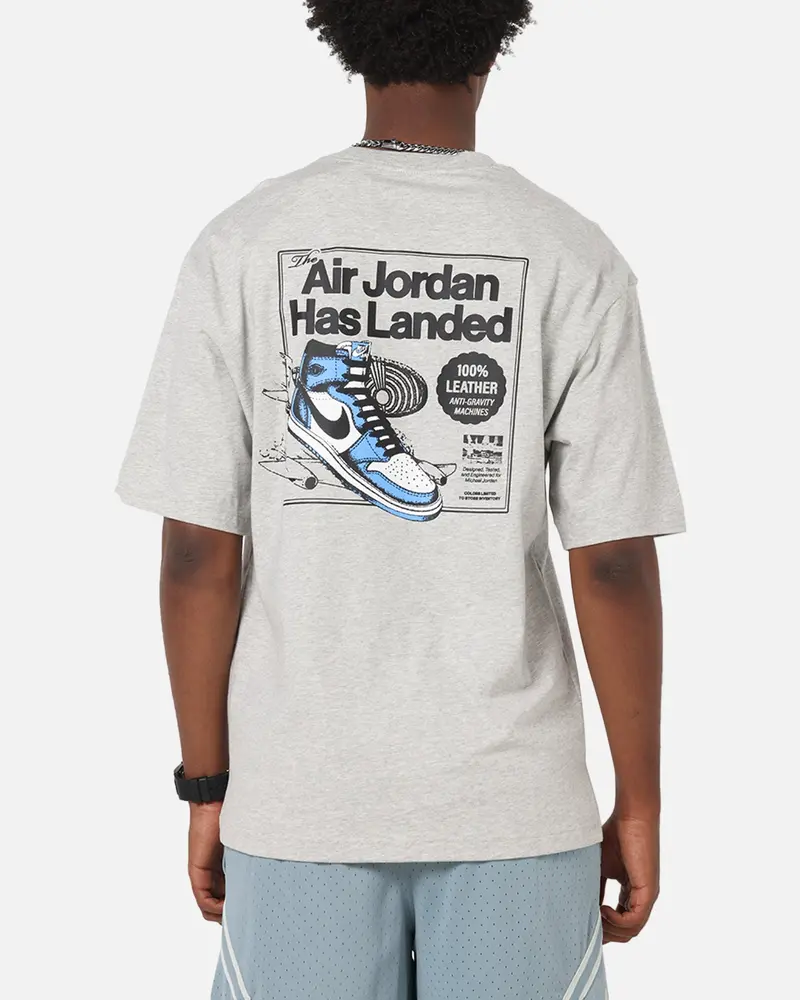 Jordan Aj1 North Carolina T-Shirt Grey Heather/White 1