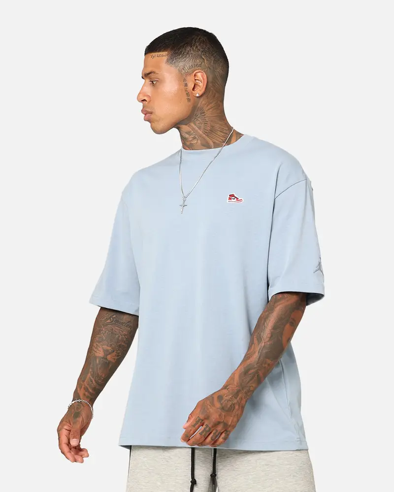 Jordan Brand Sneaker Patch Crew T-Shirt Blue Grey 1