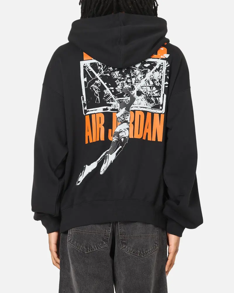 Jordan Brooklyn Shattered Back Board Oversized Pullover Hoodie Black 1