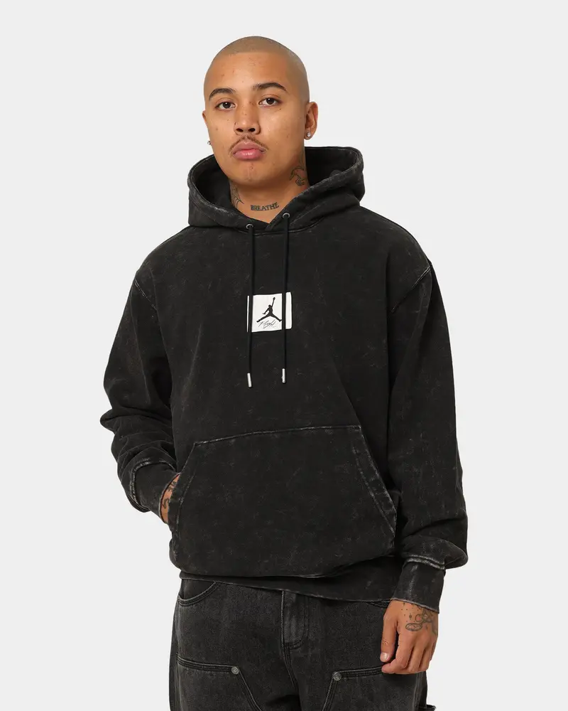 Jordan Essential Statement Washed Fleece Hoodie Black 1
