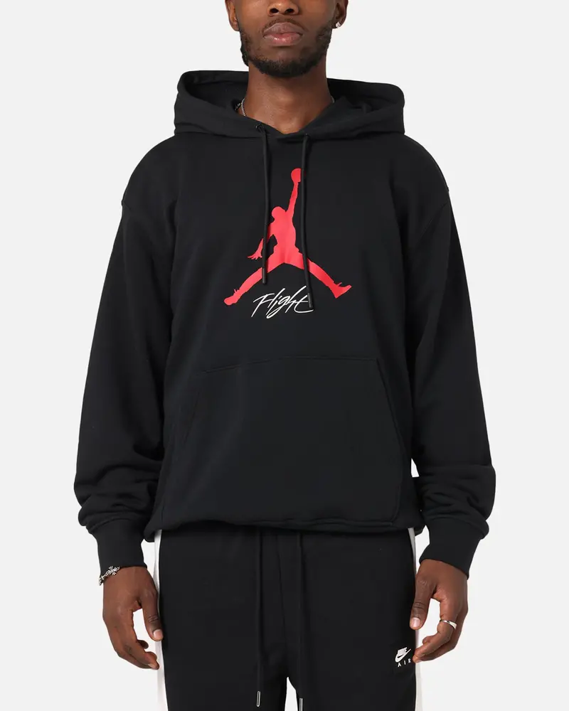 Jordan Essentials Loopback Fleece Pullover Hoodie Black/Red 1