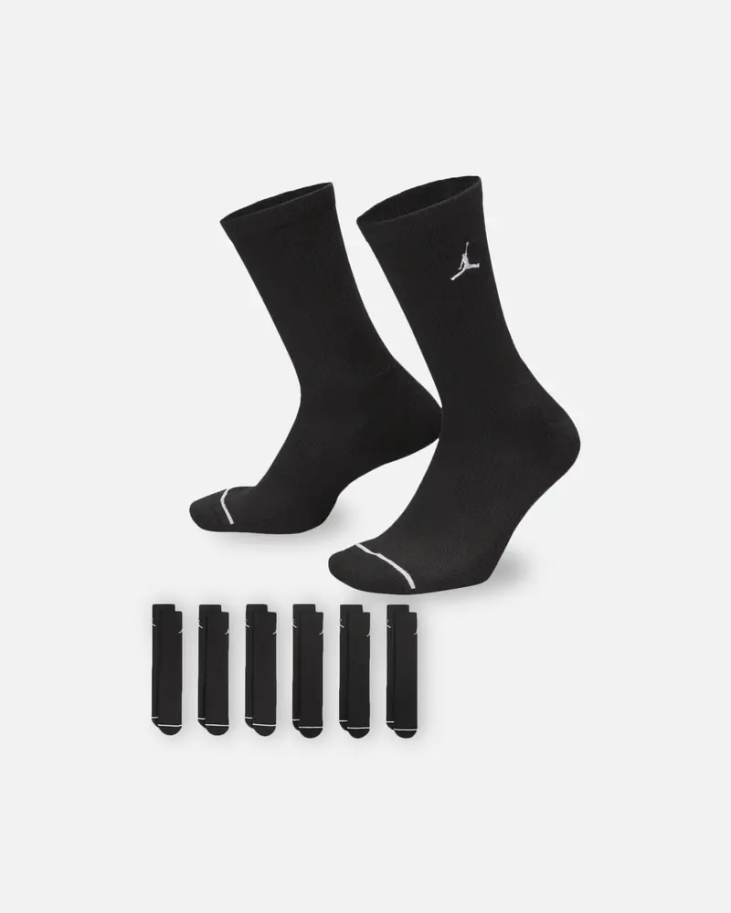 Jordan Everyday Cushioned Crew Socks 6 Pack Black/White 1