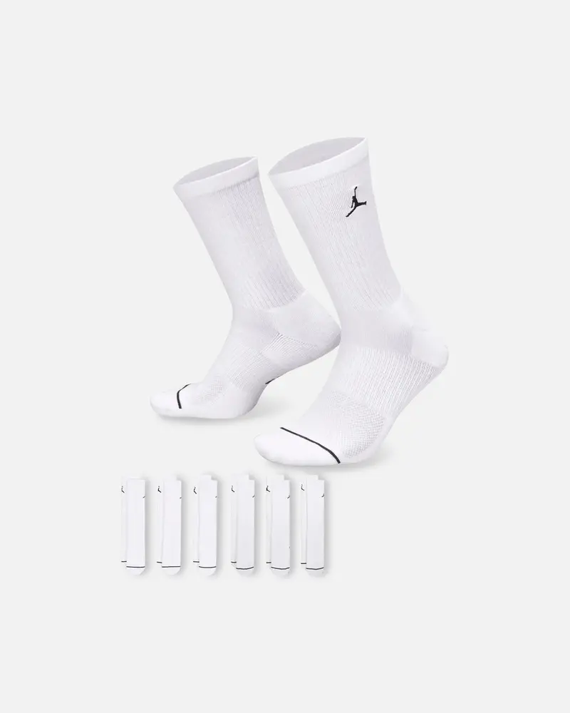 Jordan Everyday Cushioned Crew Socks 6 Pack White/Black 1