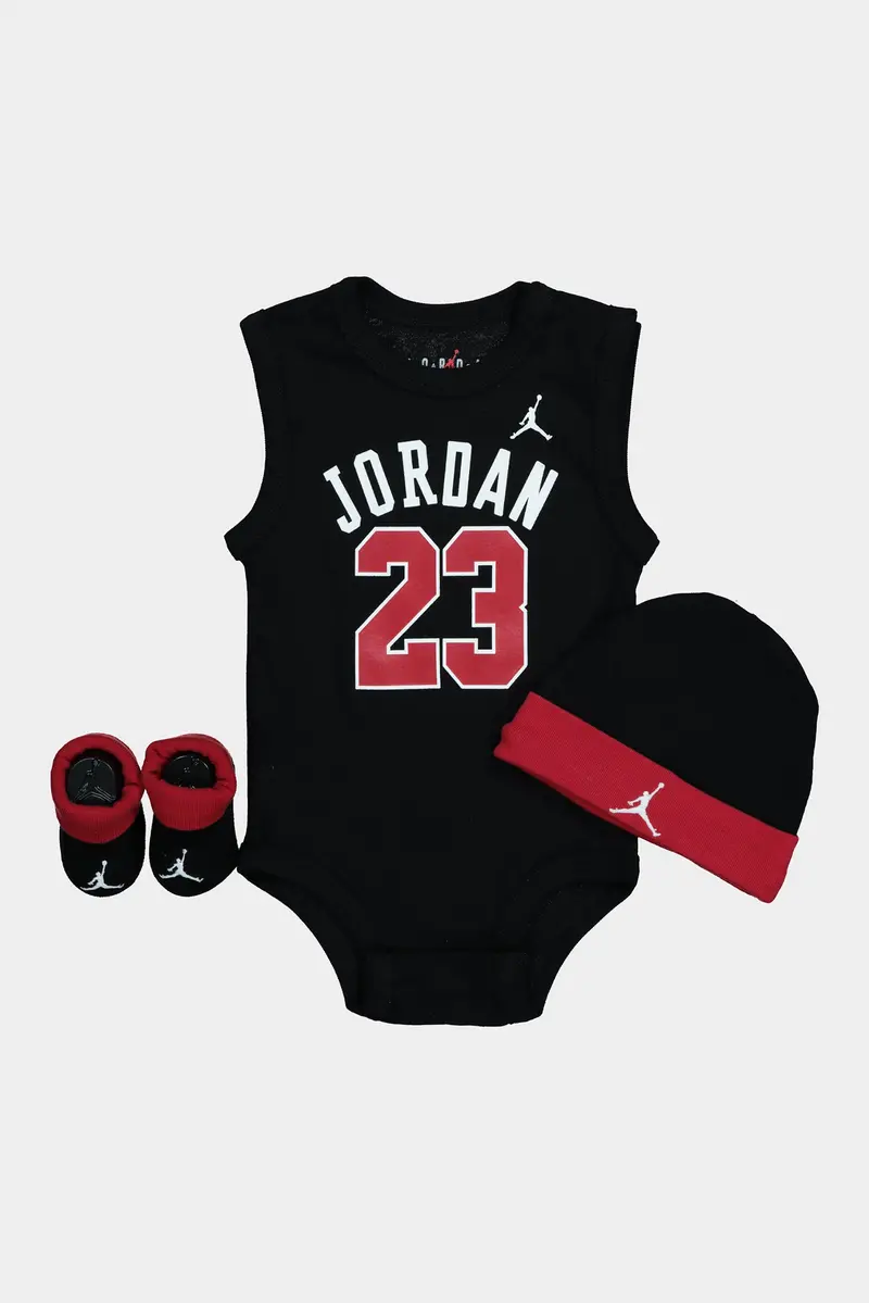 Jordan Infant Beanie Booties Onesie Set Black 1