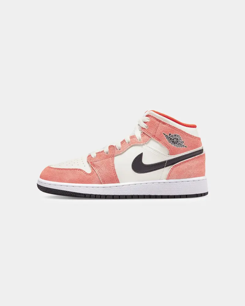 Jordan Kids' Air Jordan 1 Mid Se "Orange Suede" Team Orange/Black 1