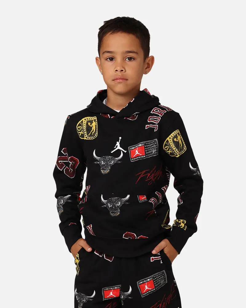 Jordan Kids' Essentials Aop Pullover Hoodie Black 1