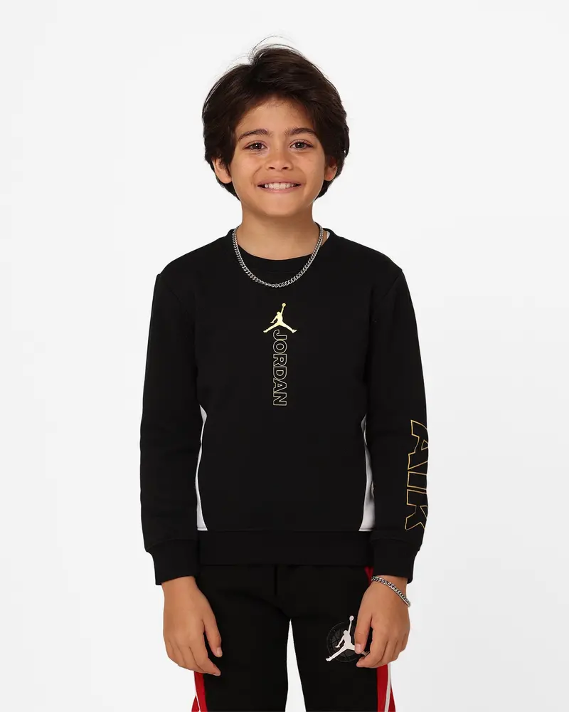 Jordan Kids' Holiday Shine Air Crewneck Black 1