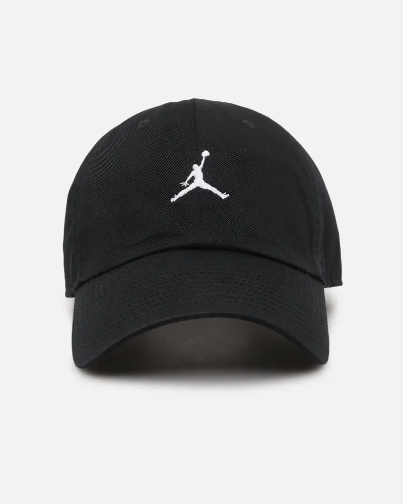 Jordan Unstructured Curved Bill Strapback Hat Black/White 1