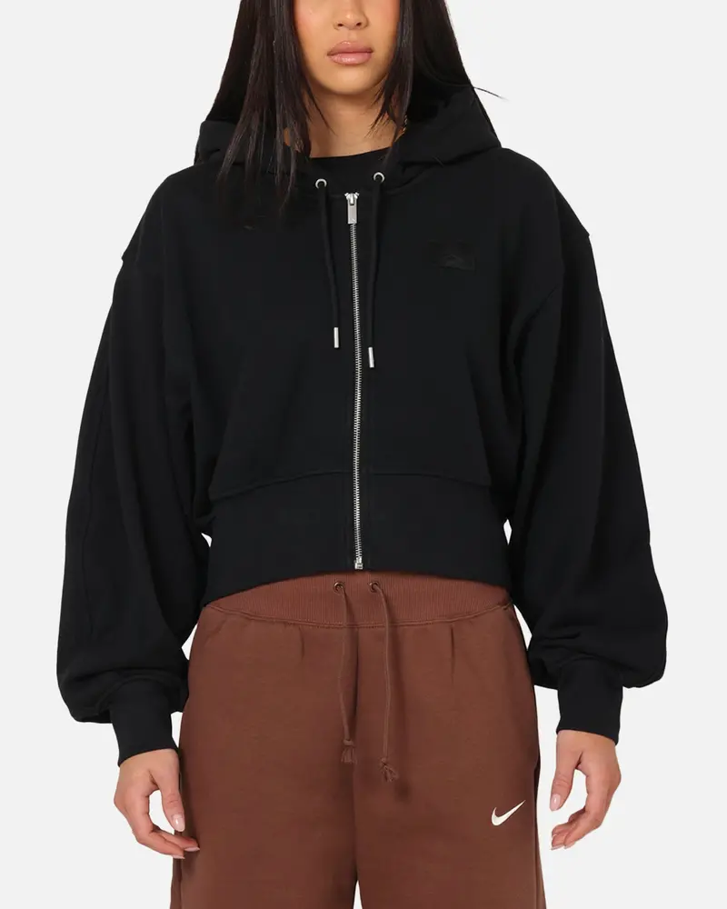 Jordan Women's Flight Fleece Satin-Lined Hoodie Black/Dark Smoke 1