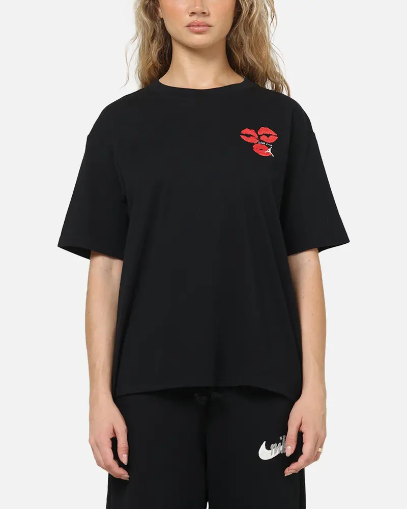 Jordan Women's Flight Graphic Kiss T-Shirt Black/White 1