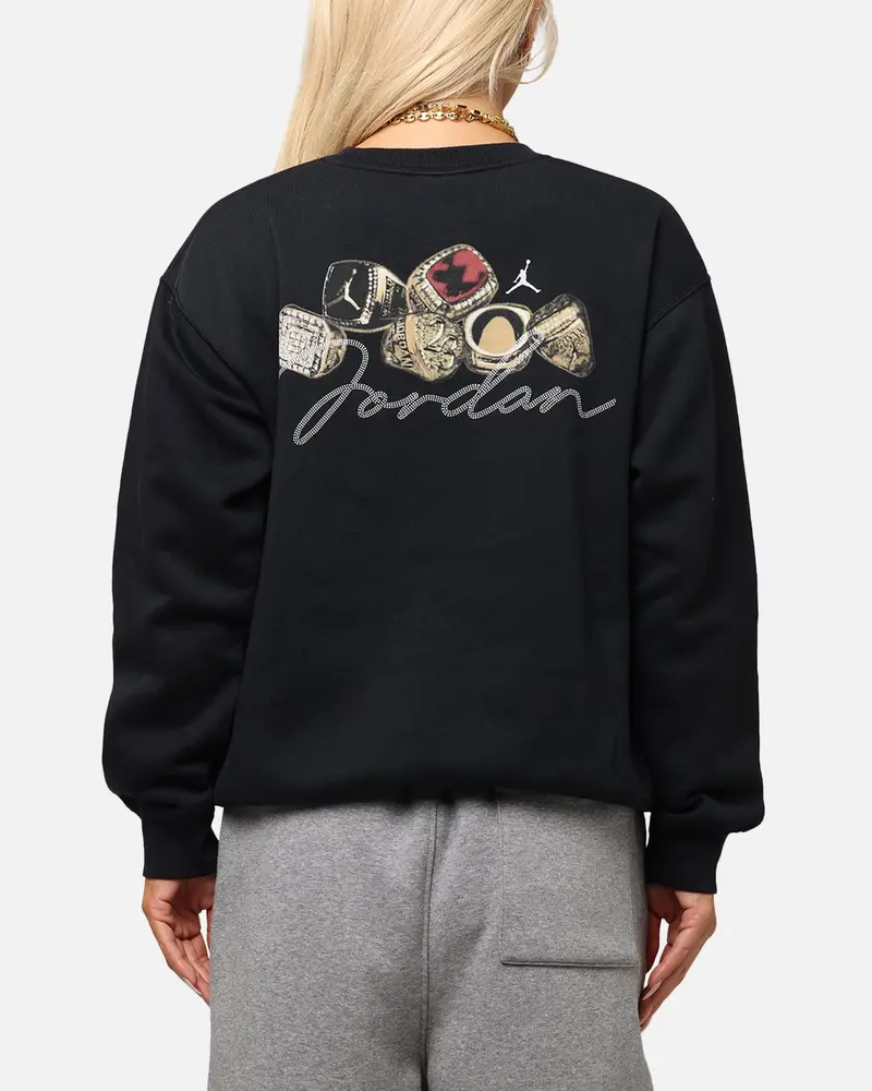 Jordan Women's Jumpman Brooklyn Fleece Graphic Crewneck Black/Sail 1
