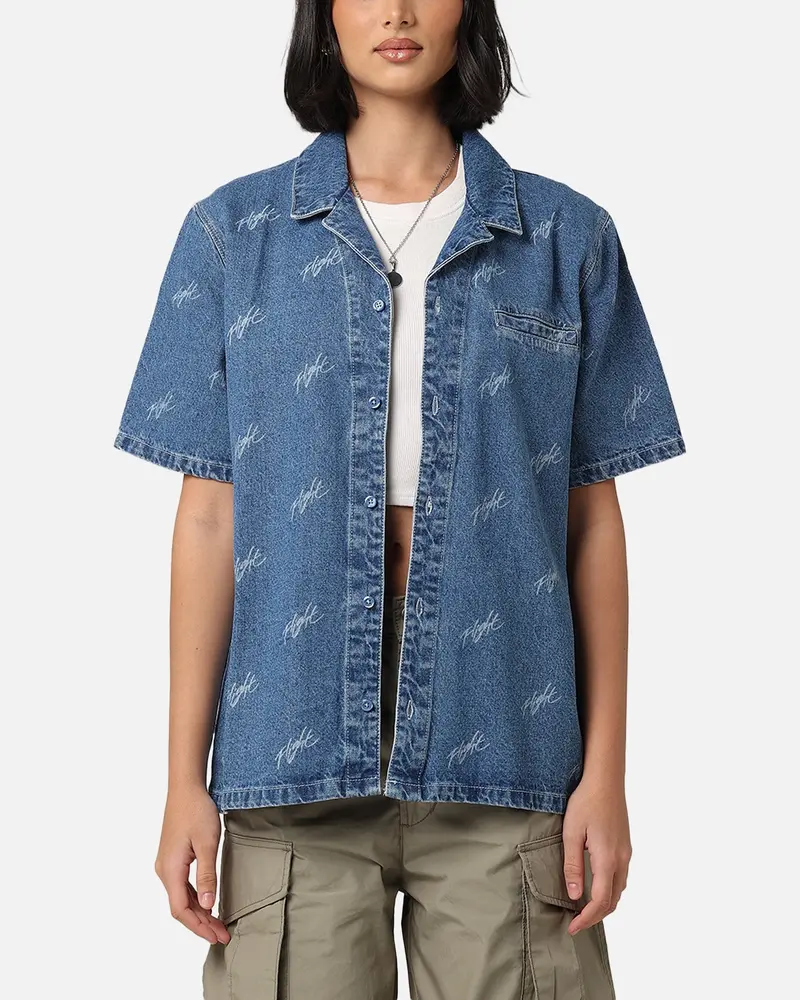Jordan Women's Woven Denim Top Stone Blue 1
