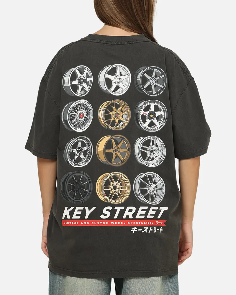 Key Street Wheels T-Shirt Black Wash 1