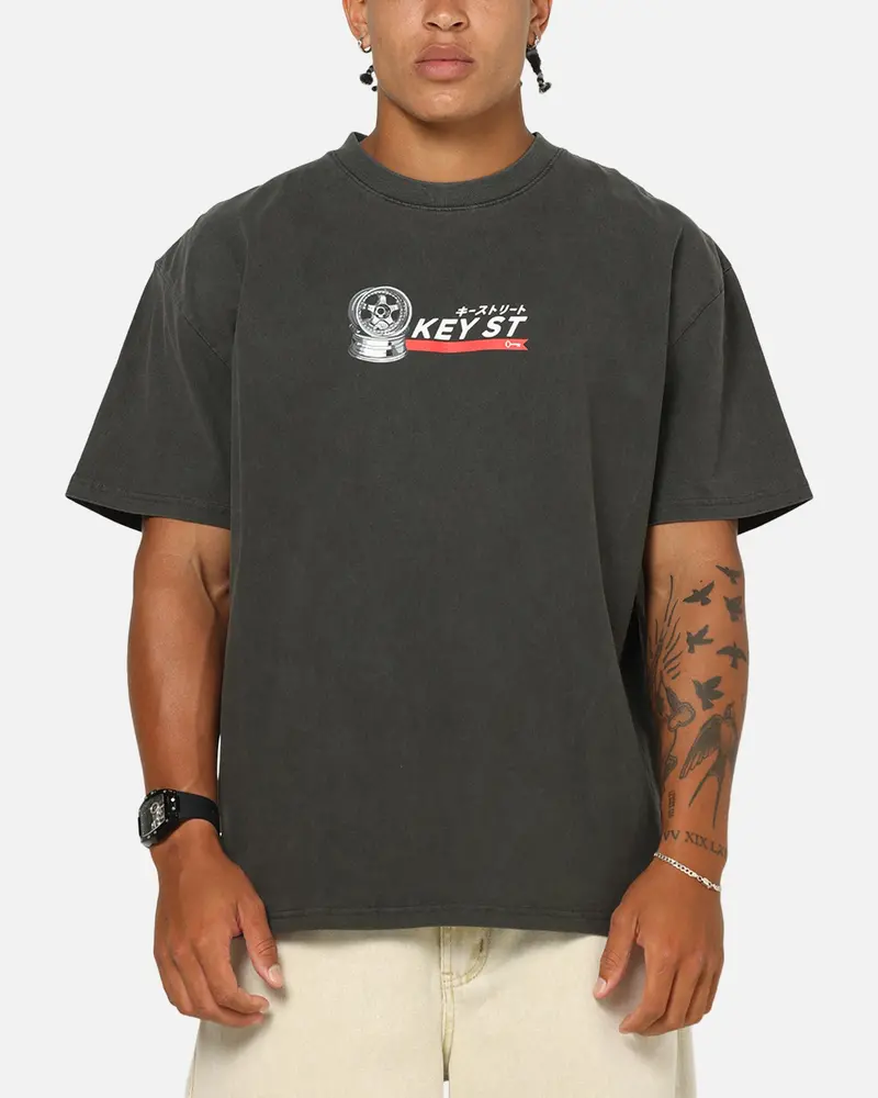 Key Street Wheels T-Shirt Black Wash 2