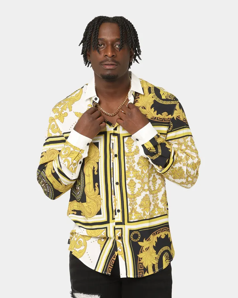 Last Kings Baroque Long Sleeve Shirt Black/White/Gold 1