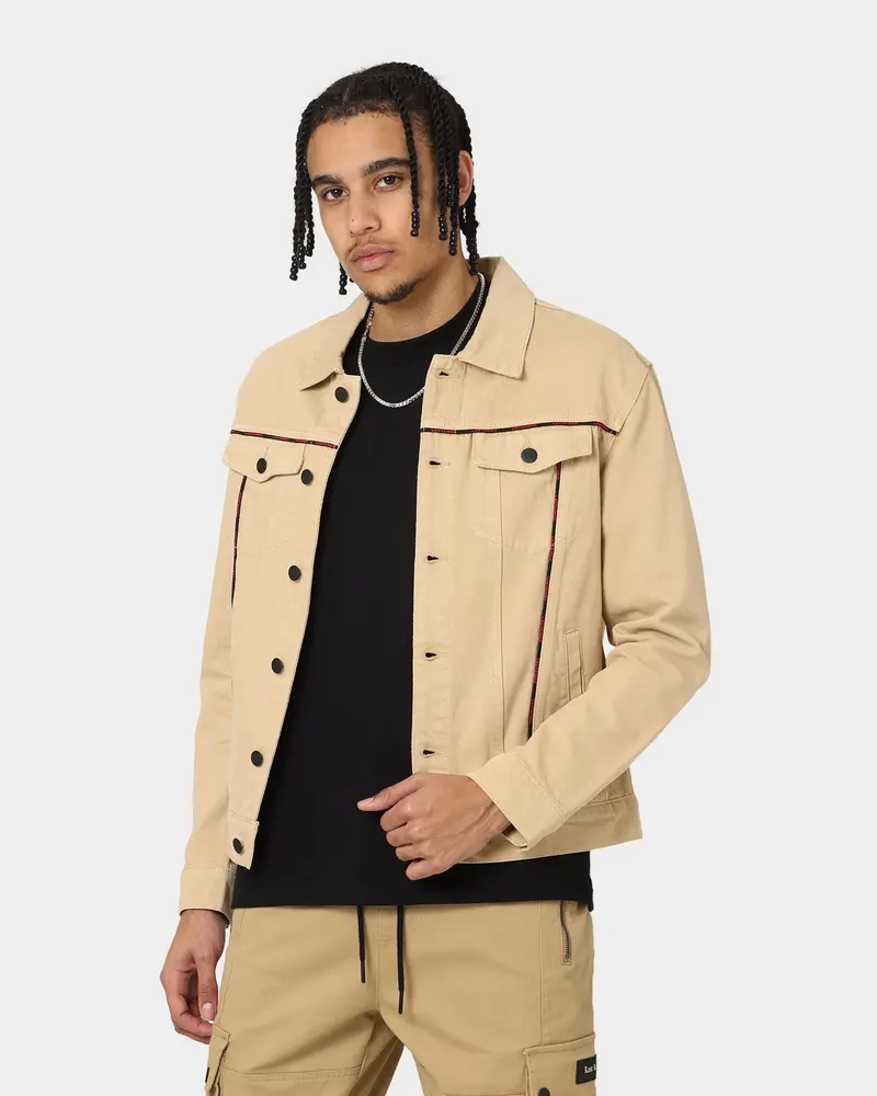 Last Kings Piping Denim Jacket Denim/Khaki 1