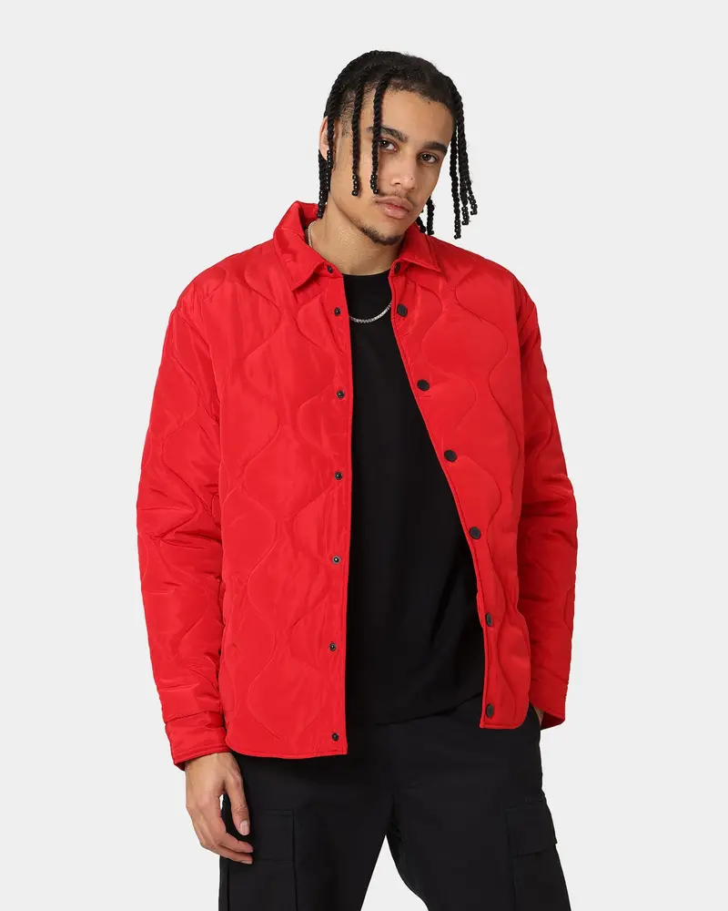Last Kings Quilted Long Sleeve Overshirt Red 1