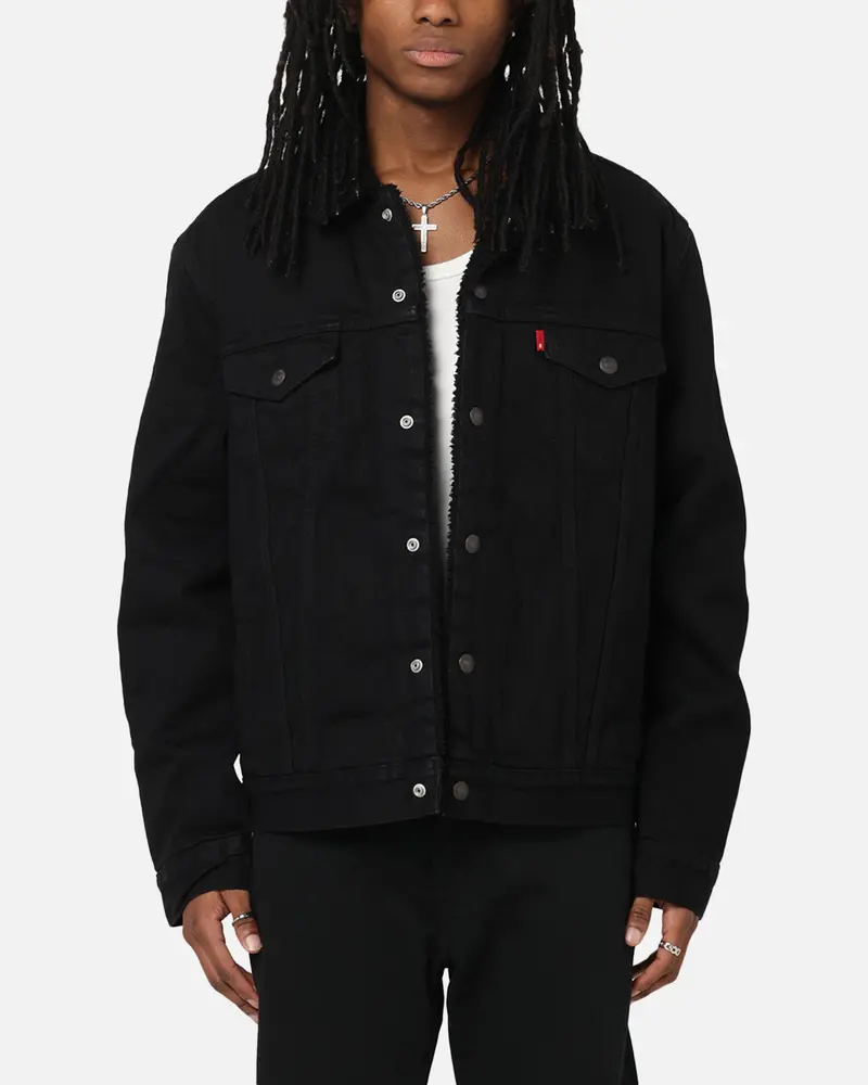 Levi Strauss And Co Relaxed Fit Sherpa Trucker Jacket Black 1