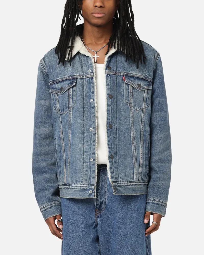 Levi Strauss And Co Relaxed Fit Sherpa Trucker Jacket Blue 1
