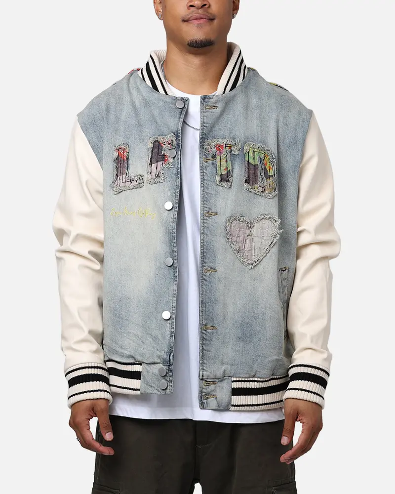 Lifted Anchors "Martina" Boro Denim Varsity Jacket Denim/Cream 1