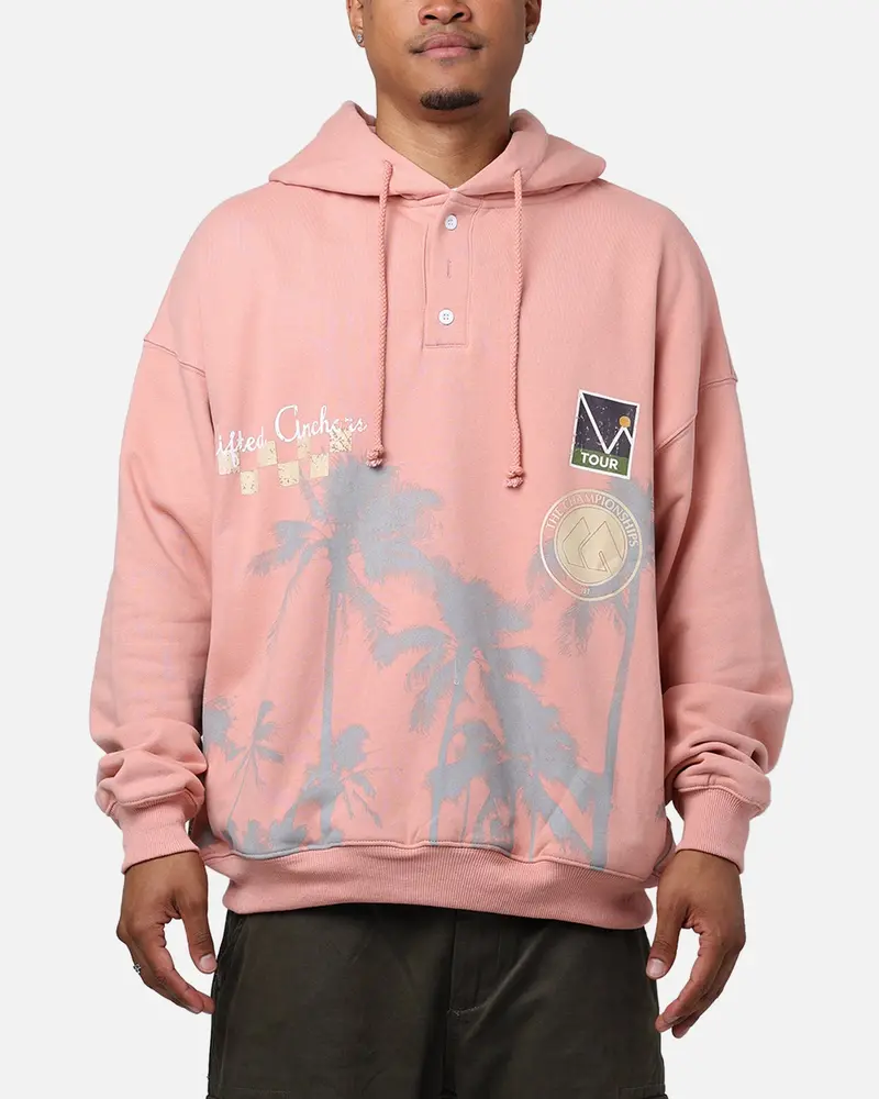 Lifted Anchors "Wimbledon" Henley Hoodie Dust Rose 1