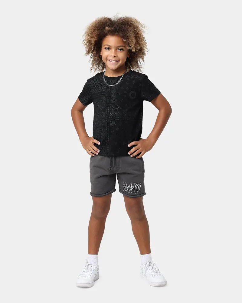 Lil Homme Kids' Bandana Ultra Short Sleeve Set Black/Charcoal 1
