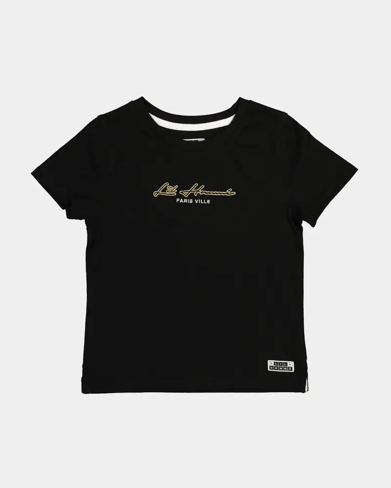 Lil Homme Kid's Paris City Classique Short Sleeve T-Shirt Black/Gold 1